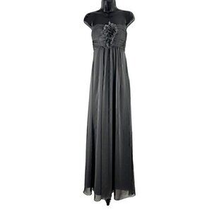 Jim Hjelm Occasions Flower Chiffon Strapless Bridesmaid Maxi Dress‎ Gray Size 4